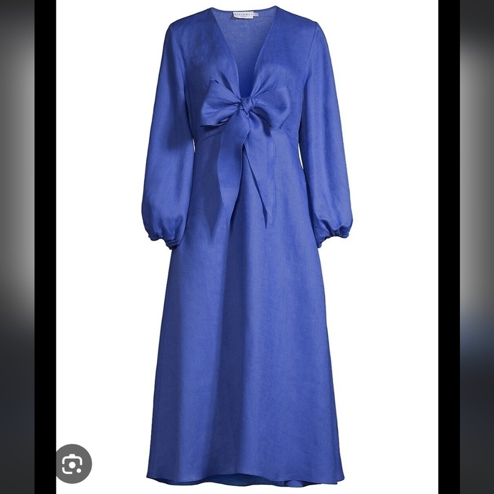 NWT! Harshman, Novella Knotted Linen Dress, Indigo Blue, Size M -NEW!-$322